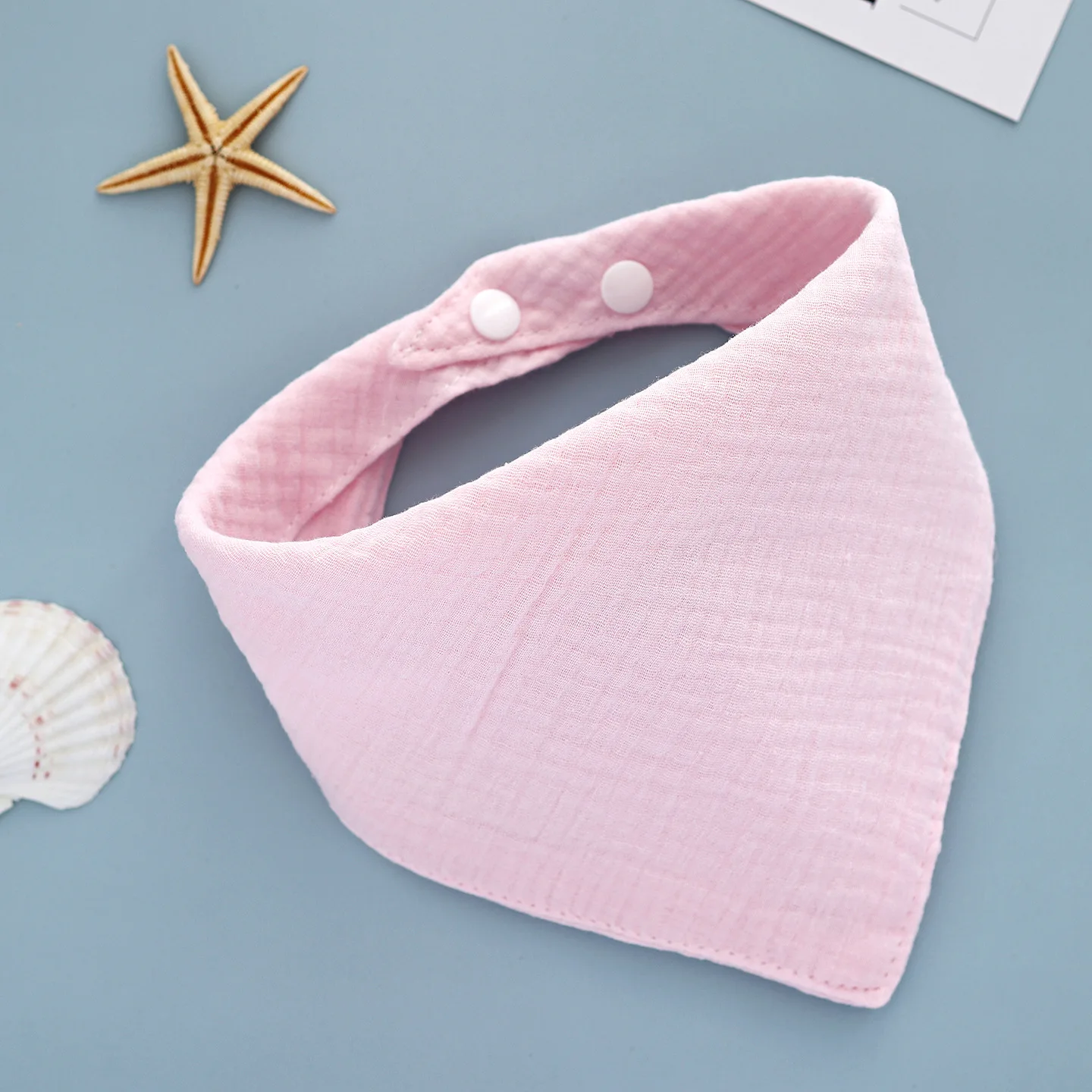 

1 Pc Baby Bibs Cotton Accessories Newborn Solid Color Snap Button Soft Triangle Towel Feeding Drool Bibs