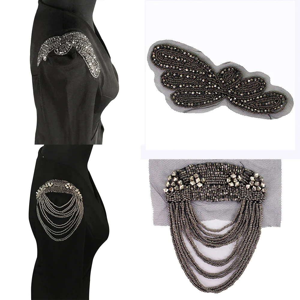 Ручная вышитая бусинами доска через плечо с кисточками и эполетами аппликация на