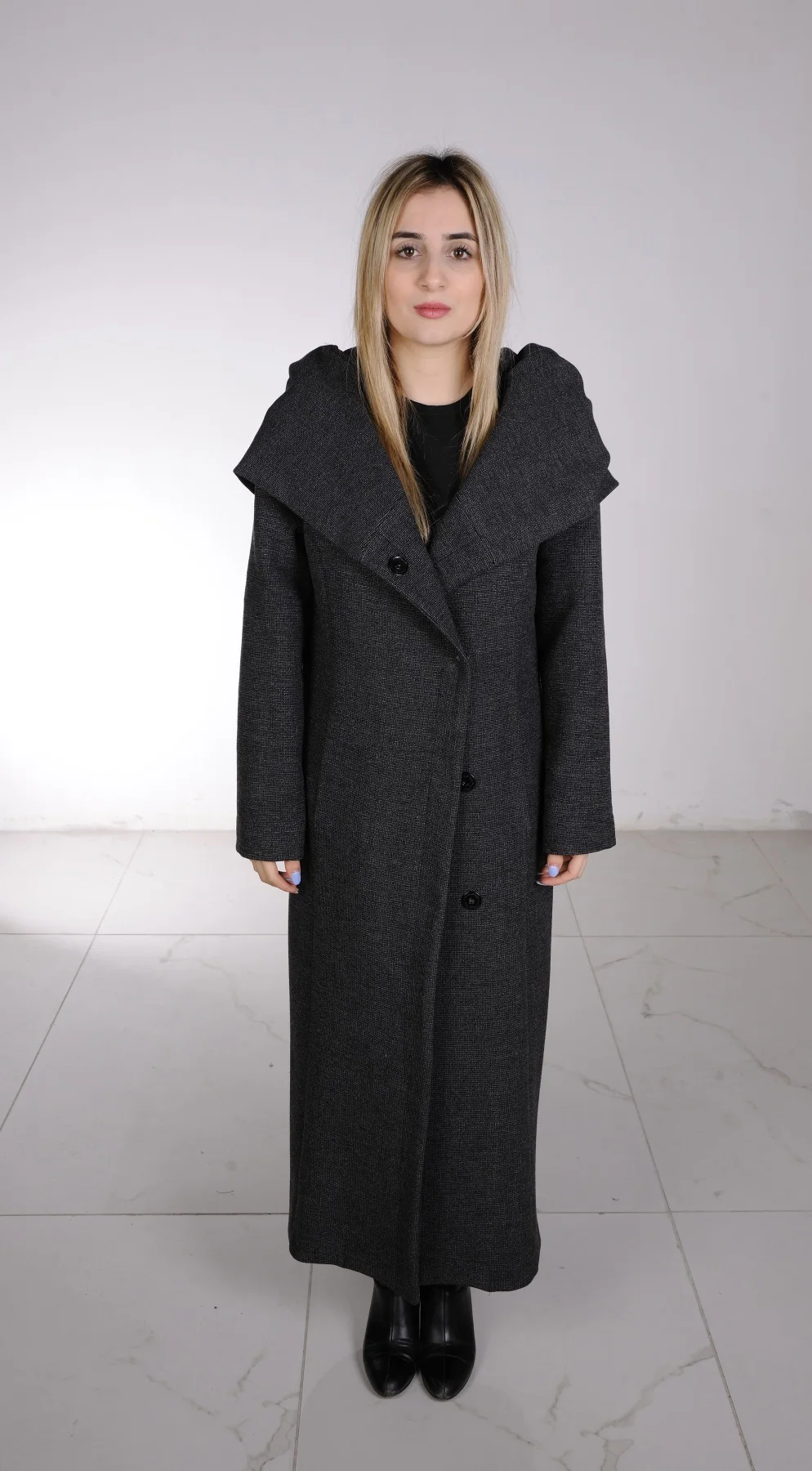 

WOVEN FABRIC WOMEN LONG COAT