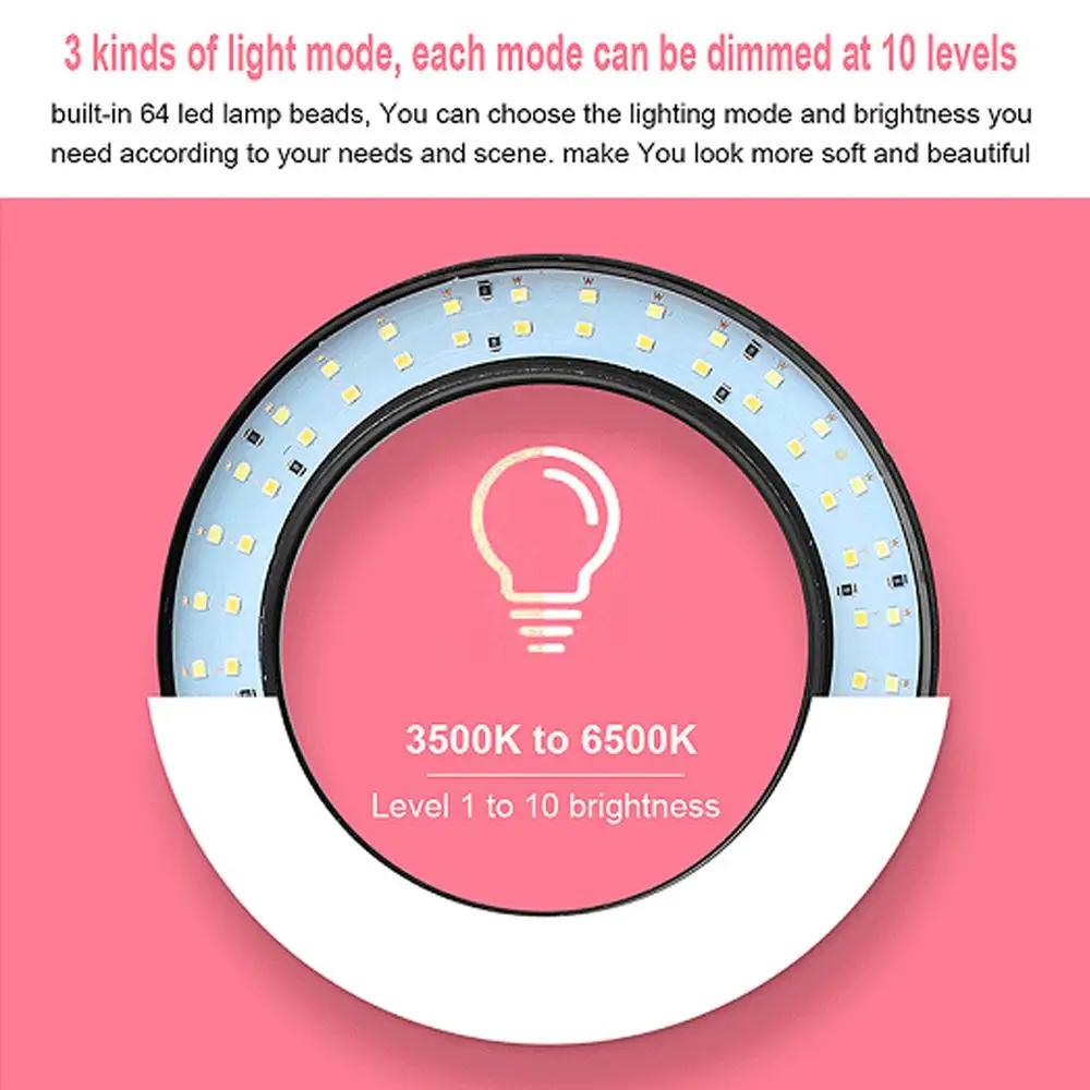Лампа для видеосъемки холодный теплый бесступенчатый W/кольцо штатива