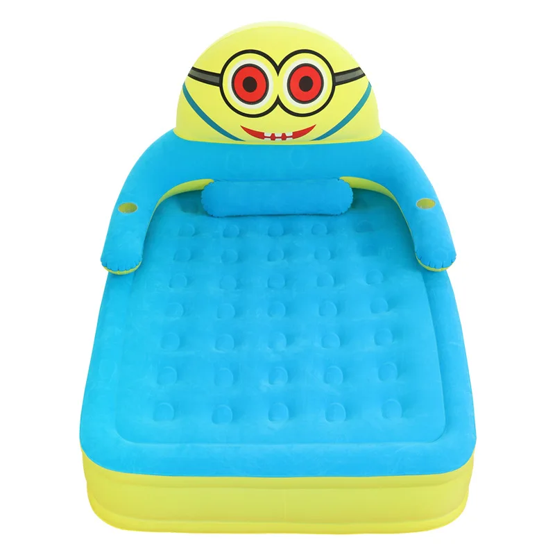 Matelas Pneumatique Gonflable Pour Enfants Jouets D Exterieur Lit Gonflable Sureleve Avec Dessus Floque Lit De Couchage Pliant Pour Enfants Dessin Anime
