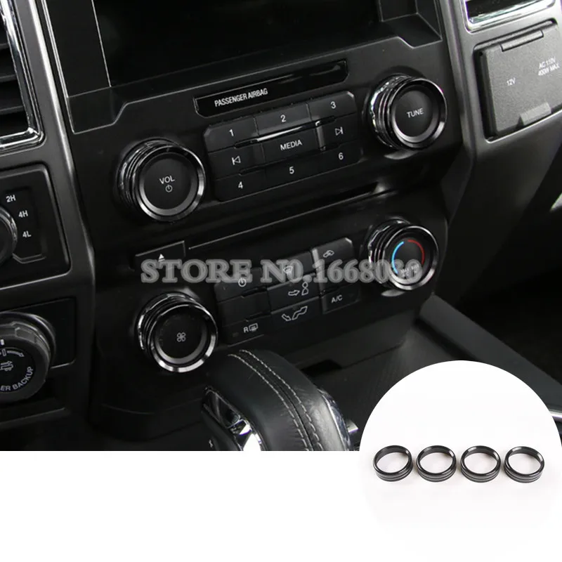 

4pcs Interior Air Condition Knob Trim Cover Black For Ford F150 F-150 2015-2021 Car accesories interior Car decoration