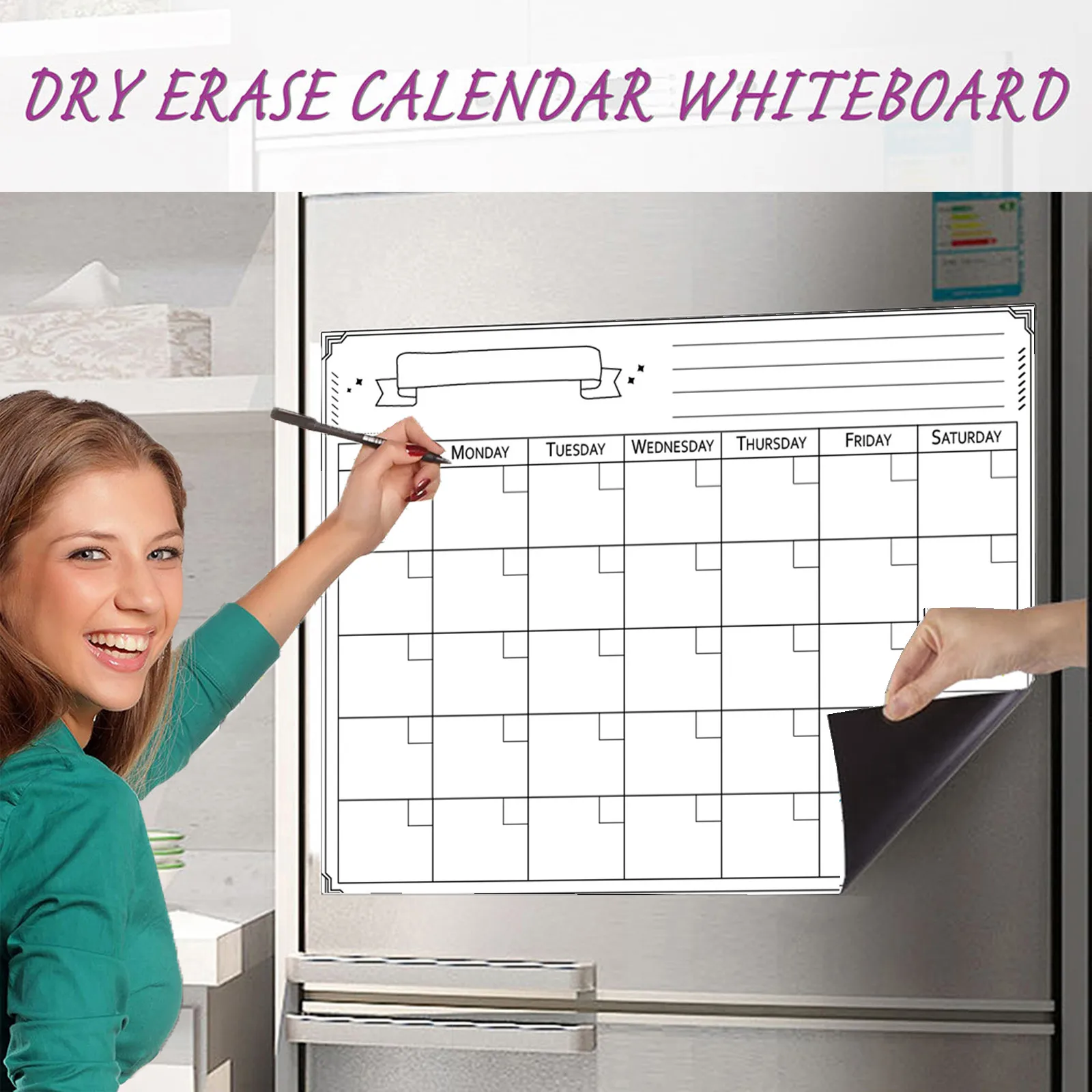 40# Наклейки На Стену White Board Magnetic Calendars For Refrigerator Family Notepad Daily Planner Home Decoration Accessories |