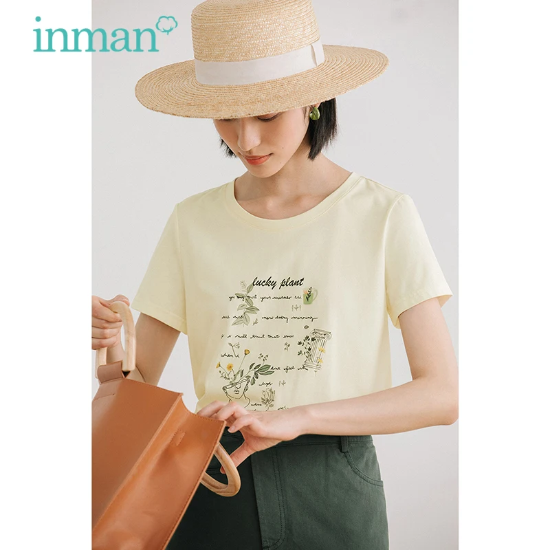 INMAN милые анти-бактерии Tech летние топы креативный узор вышивка женская для