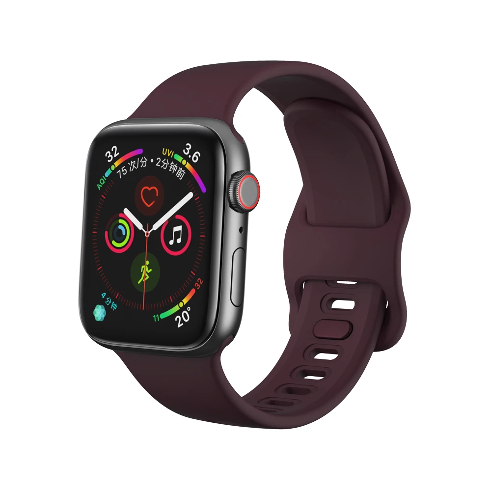 wine red Силиконовый ремешок для Apple watch band 44 мм 40 мм Apple watch 5 4 3 2 1 iWatch band 38 мм 42 мм спортивный жидкий ремешок для часов браслет ремень - Цвет ремешка: wine red
