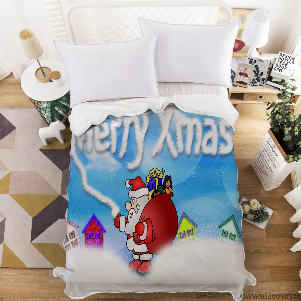 

Домашний текстиль Счастливого Рождества одеяло с принтом Санта-Клауса 3D высококачественное одеяло мягкое модное одеяло для детей и взросл...
