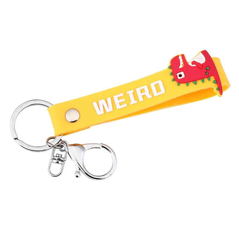 

Dinosaur Silicone Leather Pvc Keychain Drop Rubber Handband Keyring Decorative Rope Accessories Creative Pendant Keychains