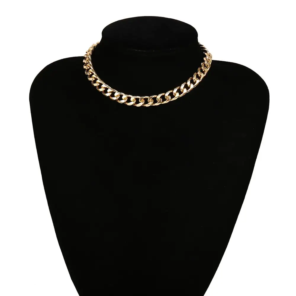 

SHIXIN Fashion Link Chain Choker Necklaces For Women Gold Simple Short Necklace Female Collar Chain Decoration on Neck Jewelry