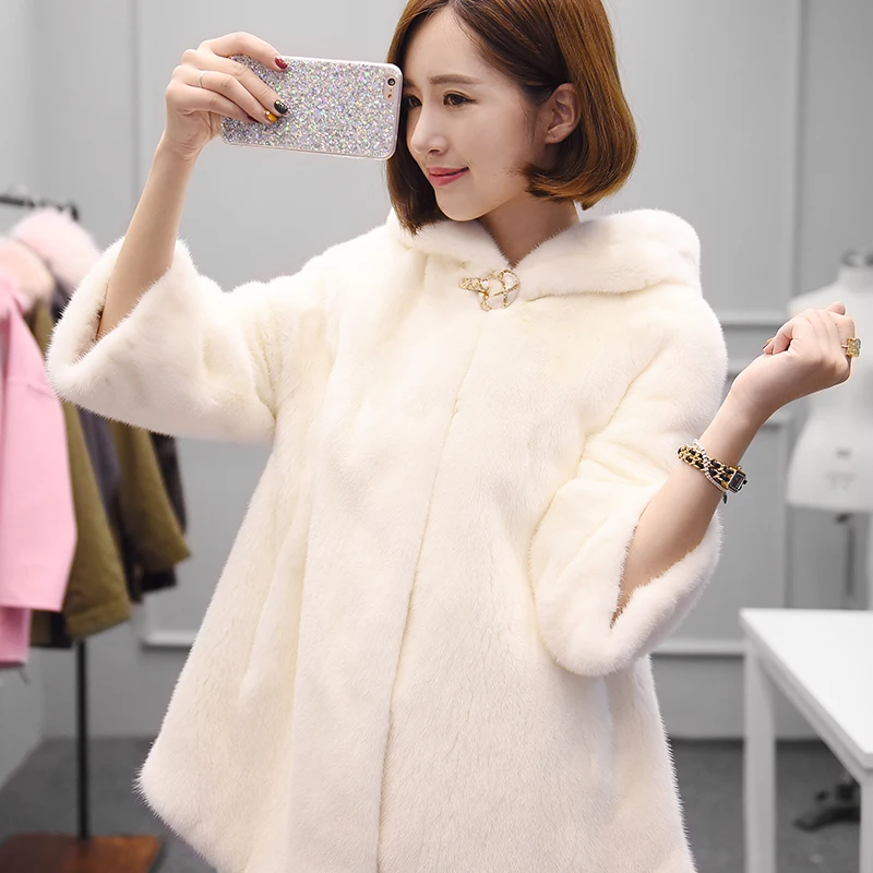 2019 inverno новая полностью из норки шуба longa das mulheres в форме simples slim com capuz casaco de peles vison |