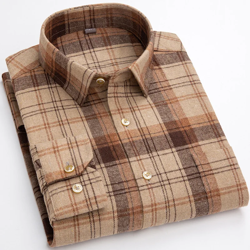 Flannel Plaid Mens Shirts For Men Long Sleeve Shirt Cotton Chemise Homme Dress Shirts Man Camisas De Hombre Casual Male Blouses