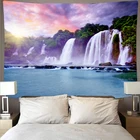 Горный лес водопад озеро гобелен с пейзажем напечатанное настенное покрытие psychedelic настенное пляжное полотенце тонкое одеяло для йоги