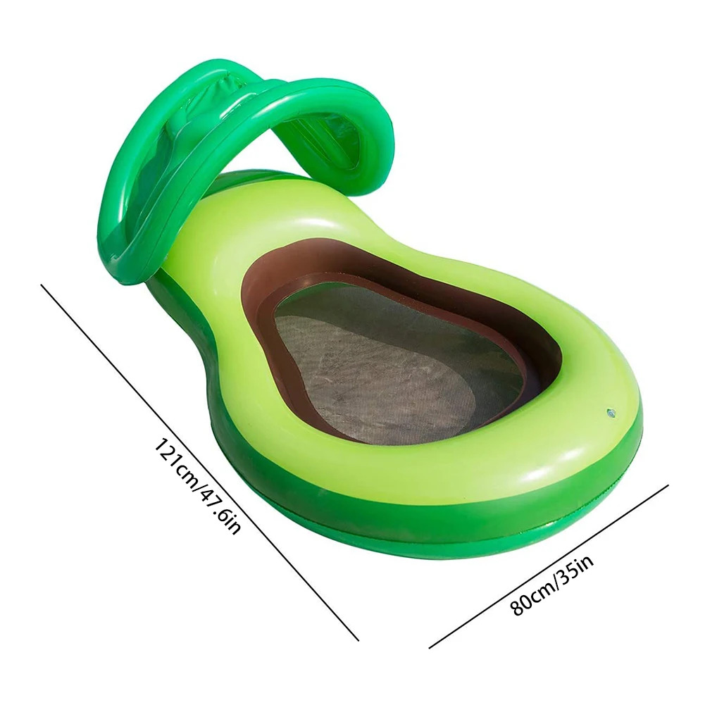 

2021 New Pool Float Floating Row Inflatable Avocado Shape Fun Swimming Ring With Sunshade For Pool Party Floating Lounger Row