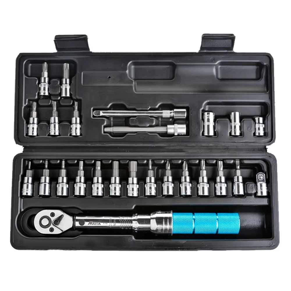 

1/4" 2-14Nm Adjustable Torque Wrench Bicycle Repair Tools Kit Set Tool Bike Repair Spanner Hand Tool Set