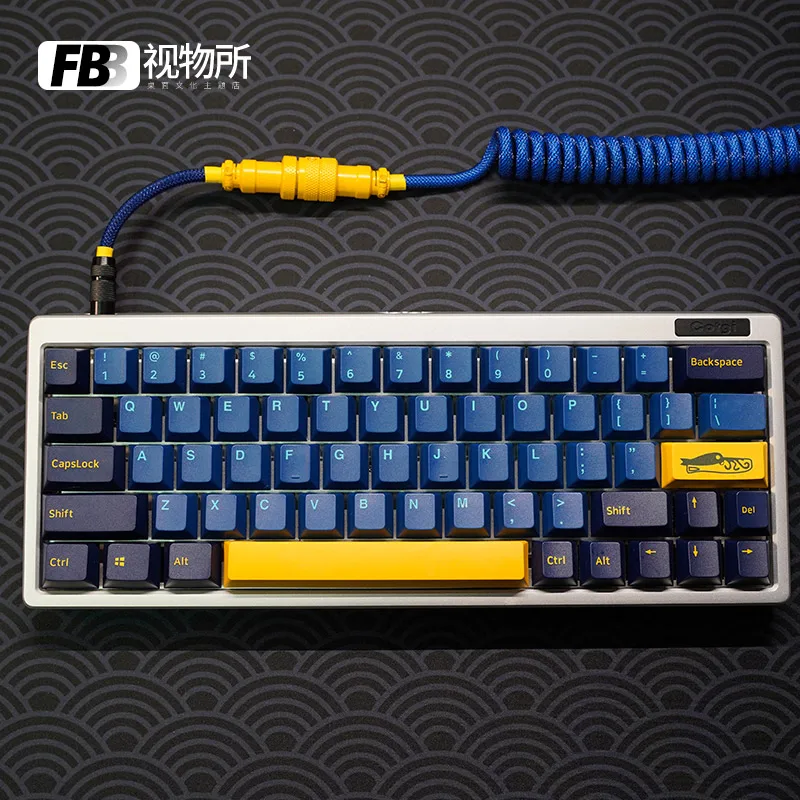 FBB Cables Nautilus Color Handmade Customized Aviation Plug Keyboard Cable Type-c Spiral Data Cable GMK for Mechanical Keyboard