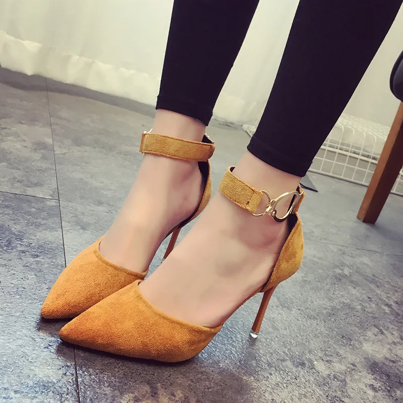 Baotou/Модная универсальная женская обувь на высоком каблуке с острым закрытым