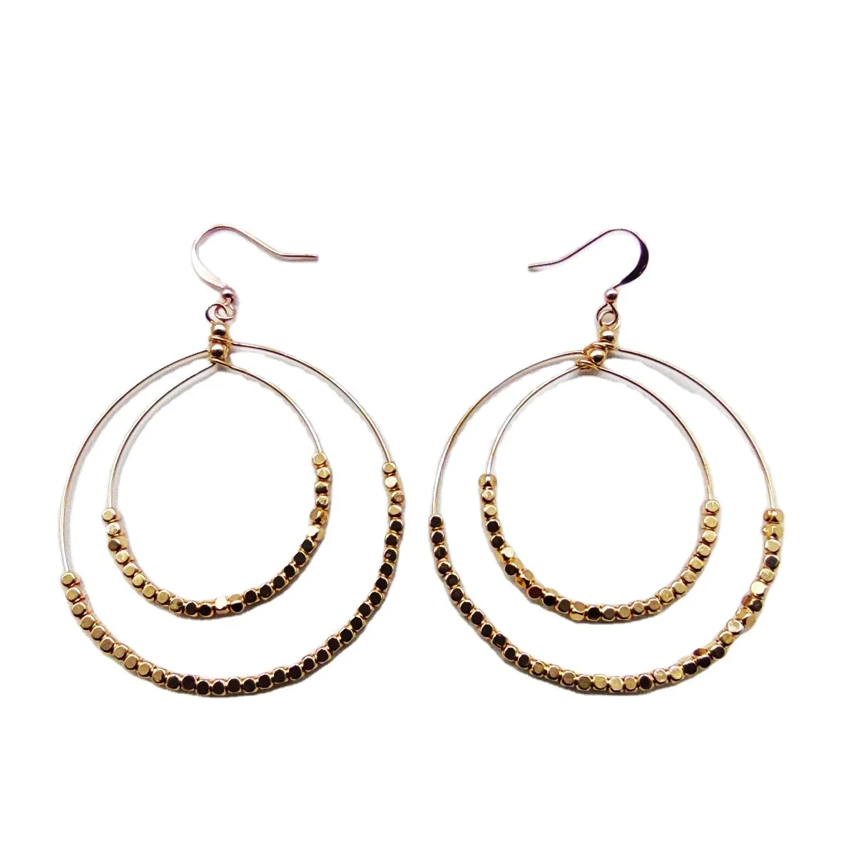 

EXN514 Double crystal earrings with multi-layer Beaded Earrings