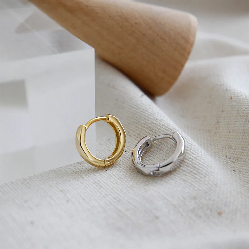 

925 Sterling Silver Earrings Geometry Hoop Earring Girlfriend's Gift Pendientes Plata De Ley 925 Mujer Fine Jewelry For Women