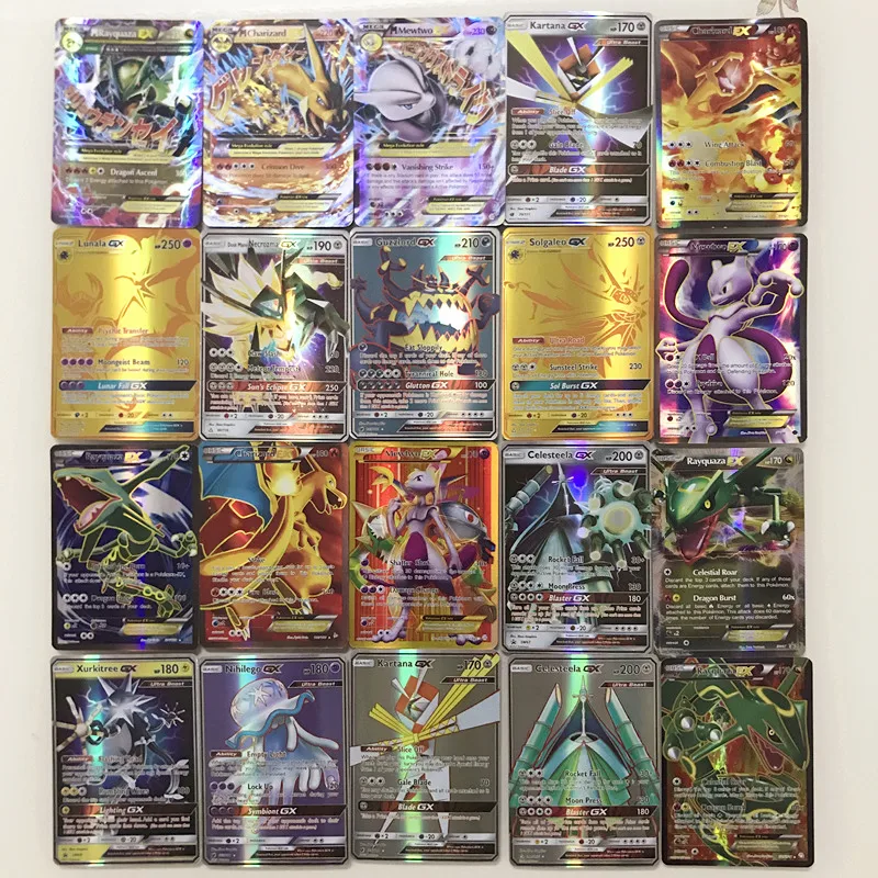 200 шт. GX MEGA блестящая Строительная карта 25 100 альбом Pokemon Kaarten карточка для продажи