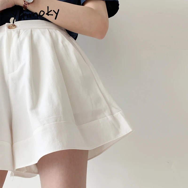 

High Waist Shorts Women Plus Size 5xl Black White Short Cotton Straight Solid Fashion Women Korean Wide Leg Shorts 2021 Summer