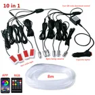 Звуковой активный EL неоновый провод полоса освещения Bluetooth APP Дистанционное Светодиодный светодиодная подсветсветильник Автомобильная центральная консоль дверь декоративная лампа