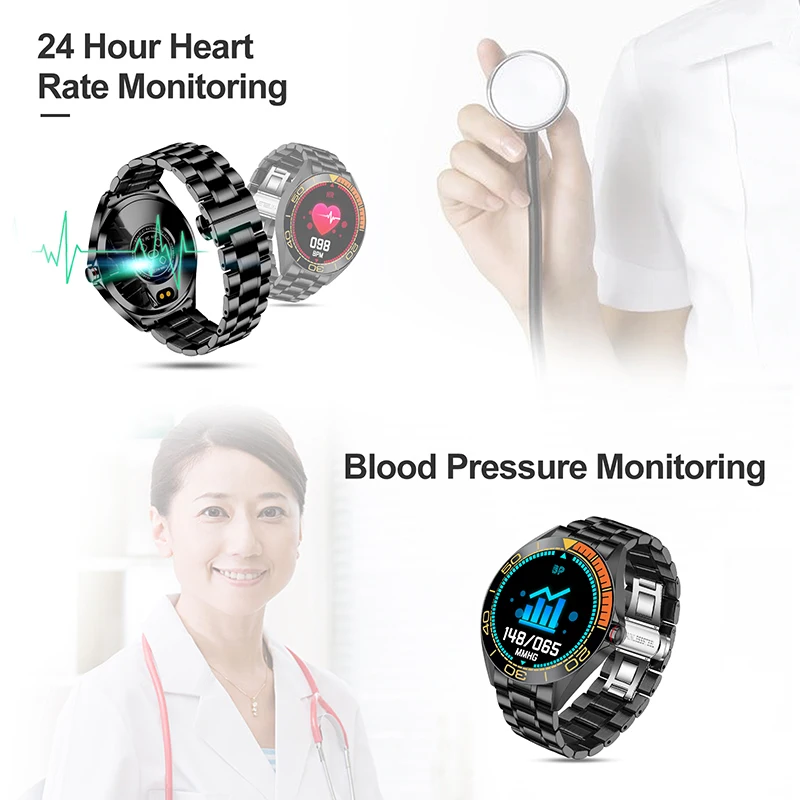 2020 new ip68 waterproof steel band smart watch mens activity tracker heart rate blood pressure smartwatch full screen touchbox free global shipping