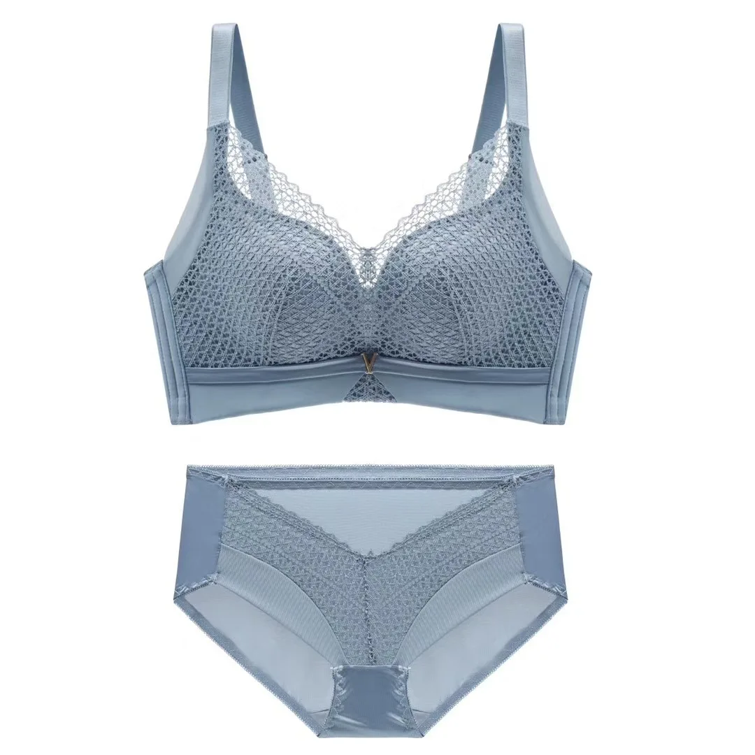 

Sexy lace big cup, large size underwear, women's no steel ring gathers, adjustable bra, breasts and beautiful back bra set