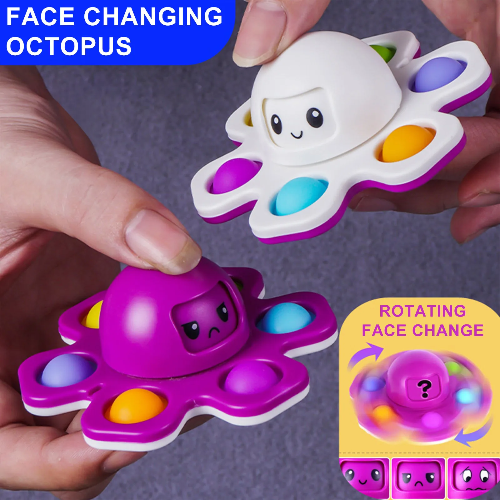 

New Fidget Toy Face-Changing Octopus Push Bubble Fingertip Gyro Spinner Sensory Stress Relief Adult Kid Autism Anti-Stress Toy