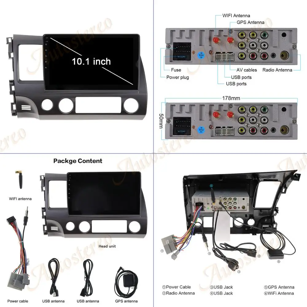 Автомагнитола для Honda Civic 8 FK FN FD 2005 2008 2009 2010 2012 мультимедийный видеоплеер