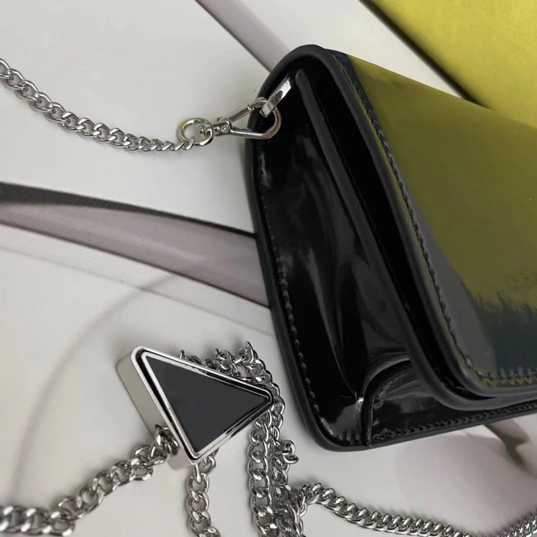 Продажа Эмалированная Металлическая магнитная пряжка, блестящая кожа, Женская Съемная сумка на плечо с цепочкой, женские маленькие сумки-мессендже...