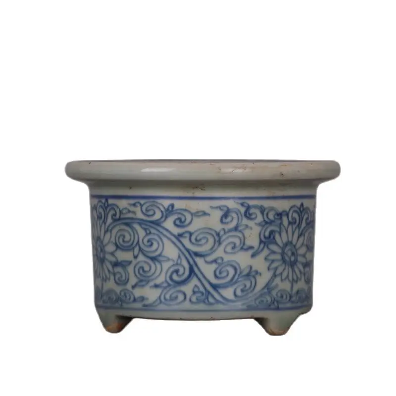 Коллекция трехногая курильница династии Мин синий и белый лотос в цзиндэчжэне