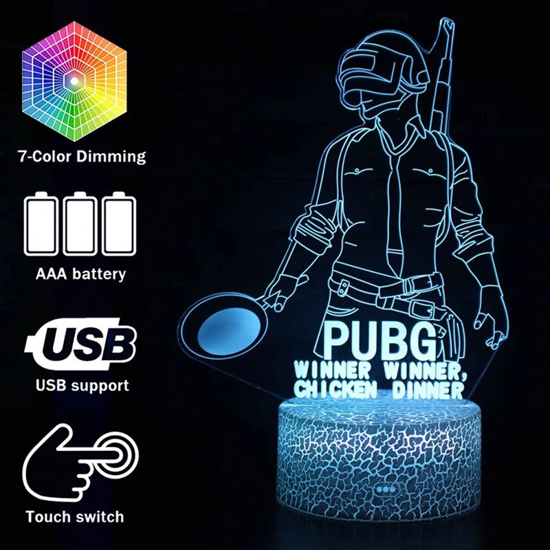 Битва фигурка героя для мальчиков плотные Настольный светильник PUGB 3D Иллюзия