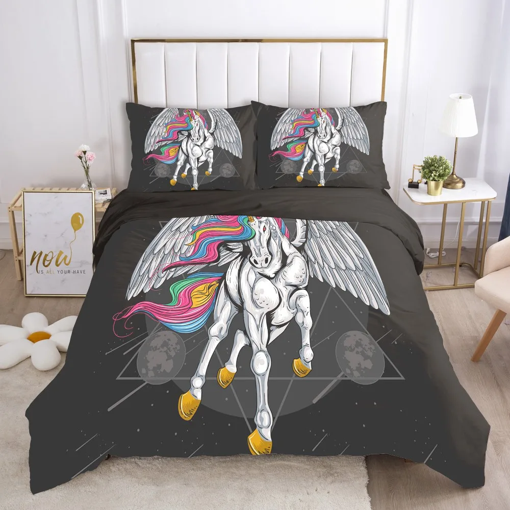 3D лося одеяло пододеяльник набор животных постельные принадлежности черный