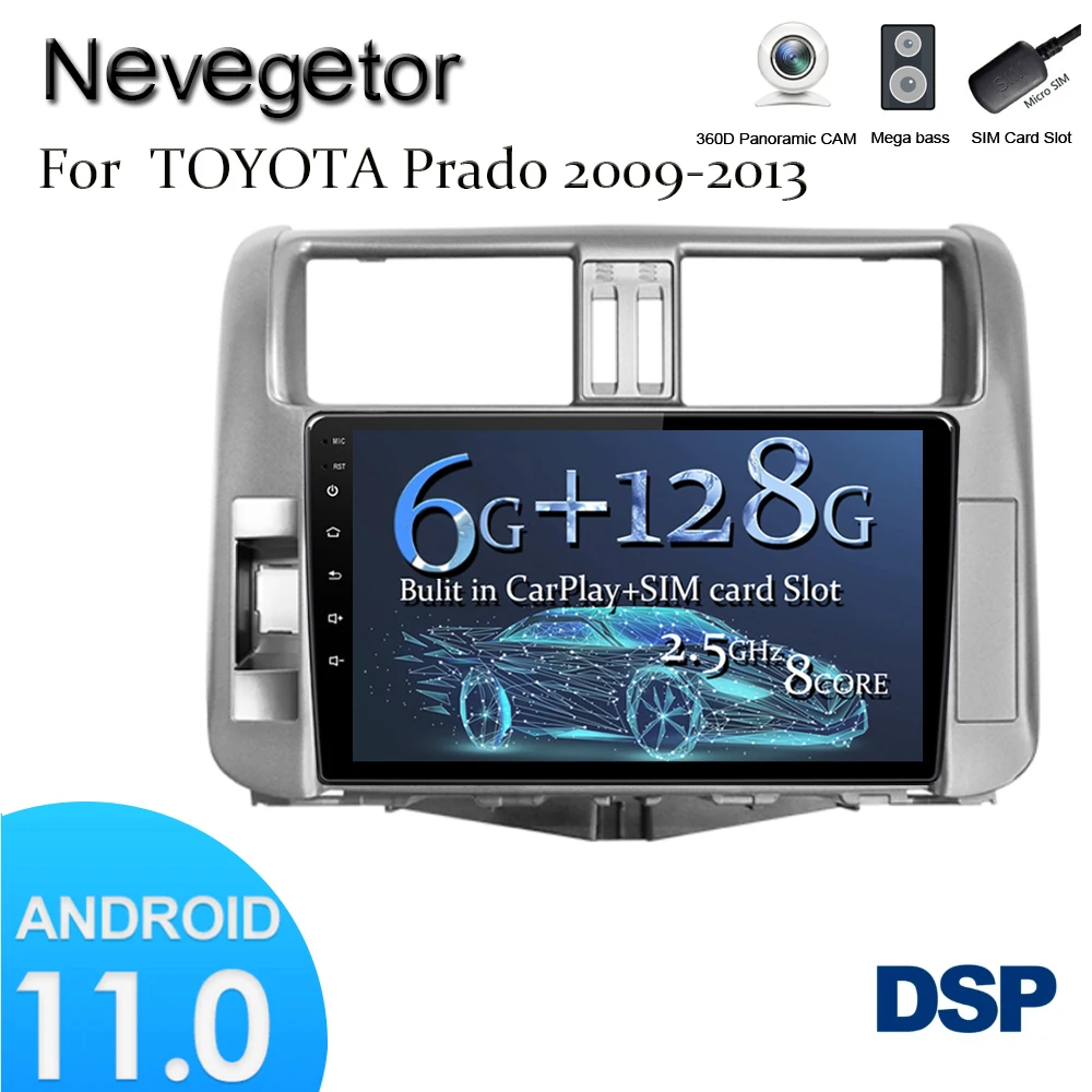 Автомагнитола для Toyota Land Cruiser Prado 150 2010 2013 2 Din плеер Bluetooth GPS навигационная система