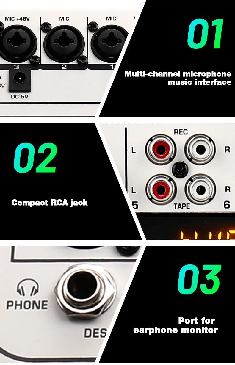 Профессиональный 6 канальный микшер с Bluetooth микшерная диджейская консоль