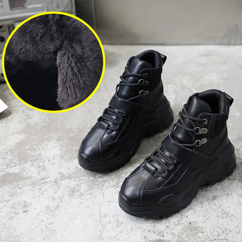 Новинка 2020 года Сезон осень-зима Обувь на толстой подошве Женские ботильоны