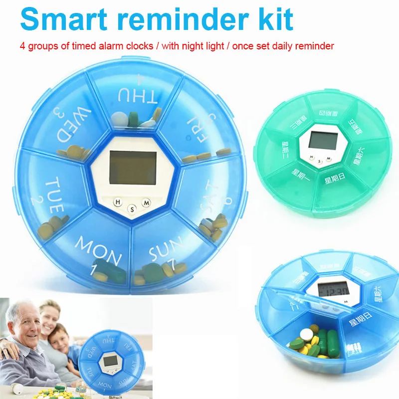 

7 days Weekly Pill Box Electronic Timing Reminder Alarm Medicine Storage Box smart Timer Pills Organizer tablet Drug Container