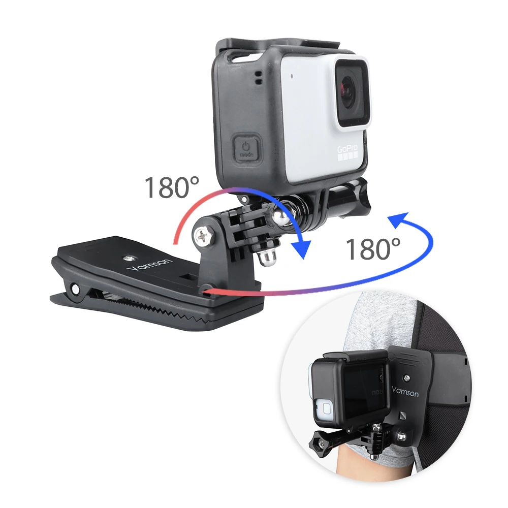 Vamson для GoPro Hero 7 6 5 4 Аксессуары Рюкзак зажим Крепление Yi 4K SJCAM eken DJI OSMO Action VP512|Чехлы