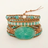 top handmade multi wrap bracelet vintage opal natural stone weaving cuff bangles bracelets bohemian jewelry