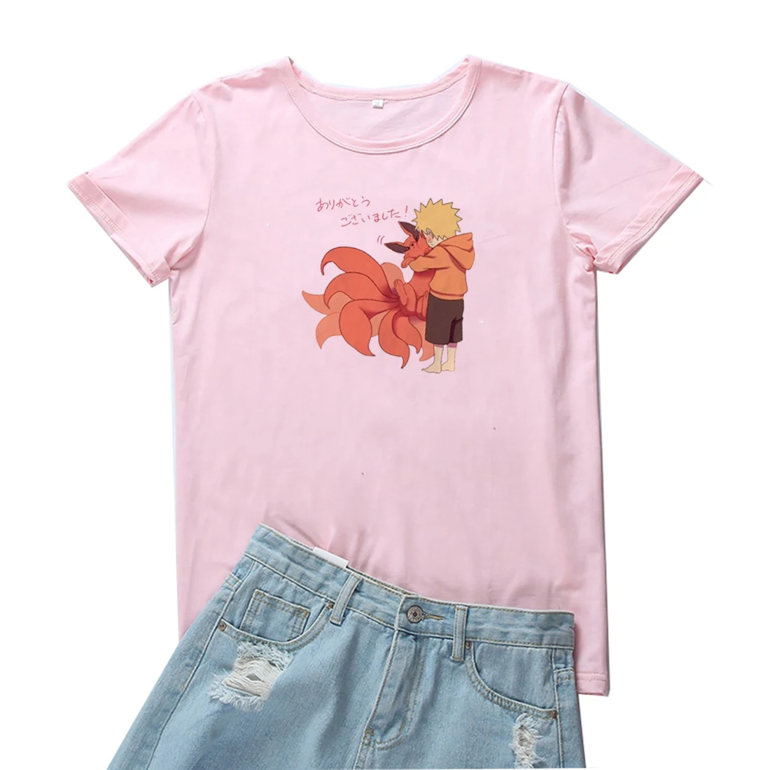 Футболка с рисунком лисы и мальчика женские футболки японским аниме Женская