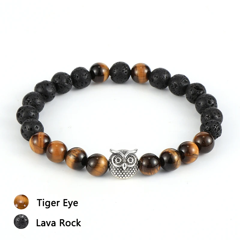 Мужской браслет из натурального камня лазурит тигровый глаз гематит 8 мм бисер