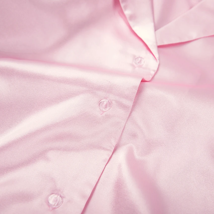 Пижама HiLoc Женская атласная с длинным рукавом и отложным воротником | одежда