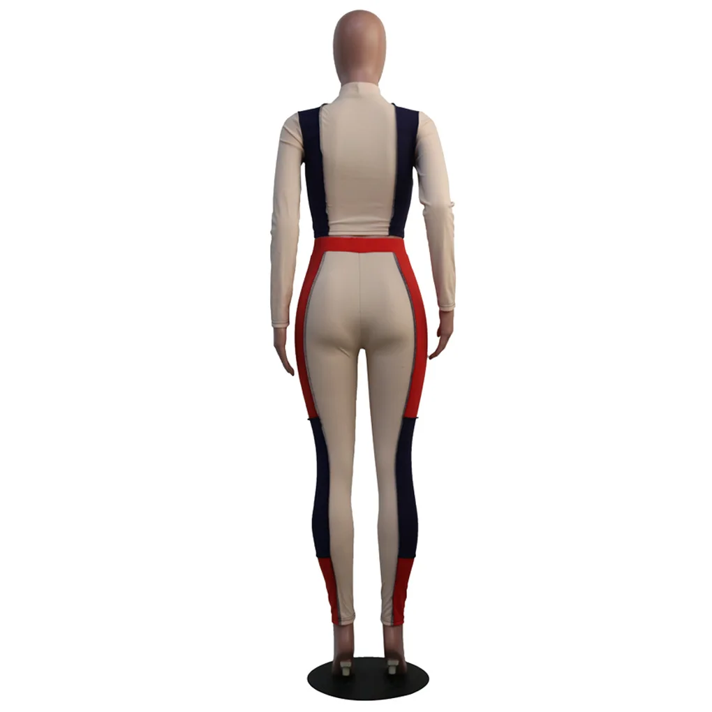 

2021 Spring Women's Suit Casual Round Neck Long Sleeve Splicing Top Sports Pants Two-piece Set Two Piece Outfits for Women