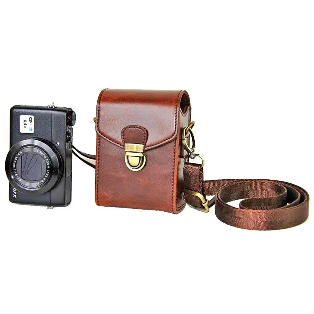 

PU Leather Camera Case Shoulder Bag with Detachable Strap for Canon Powershot G9x II G7x III II G9XM2 G7XM2 G7XM3 SX740 SX730