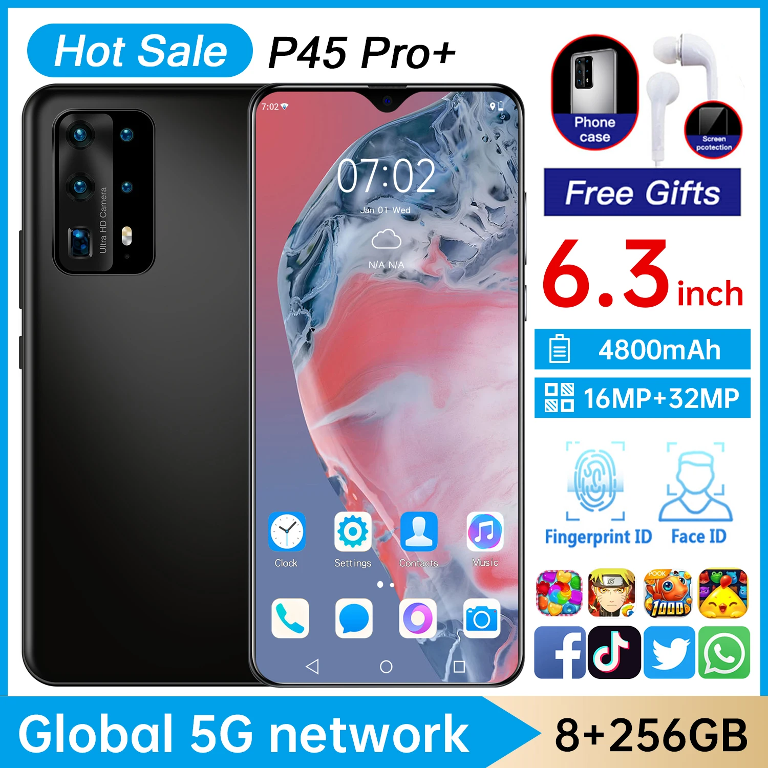 

P45 Pro, 6,3 , 4800 , 8 , 256 , Snapdragon 888, 16 , 32