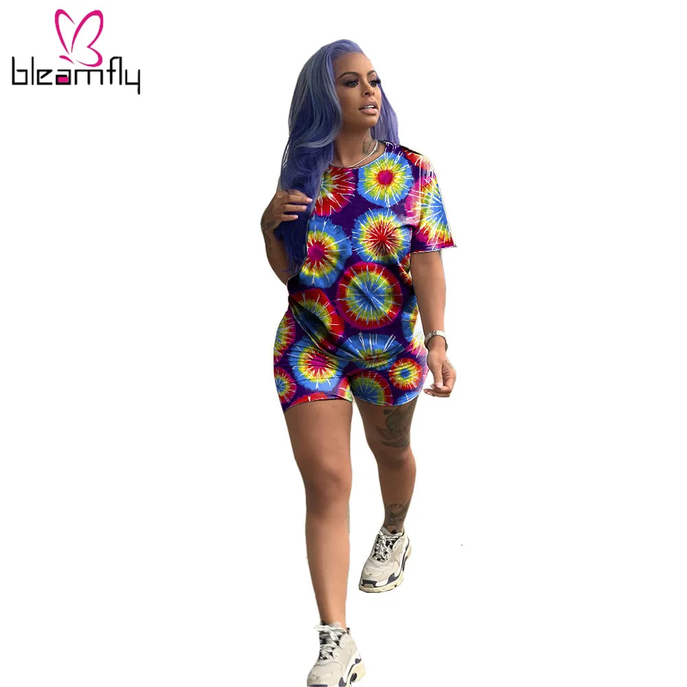2019 женский летний модный костюм с принтом и шортами спортивный комплект из двух