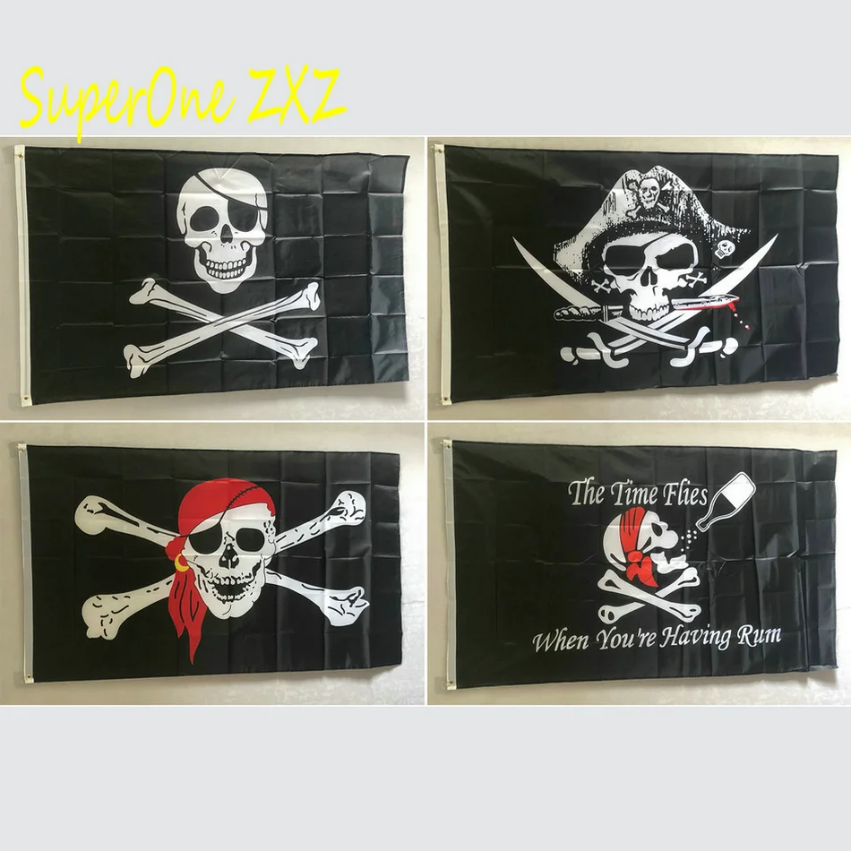 

ZXZ Free shipping Jolly Roger Flag 3*5FT One Piece pirate Jack Rackham skull bone pirate Cross bones Pirate Polyester Flag