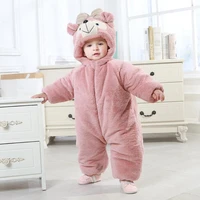 newborn baby pink duffy bear thicken pajamas clothing winter infant animal romper onesie anime costume outfit hooded jumpsuit