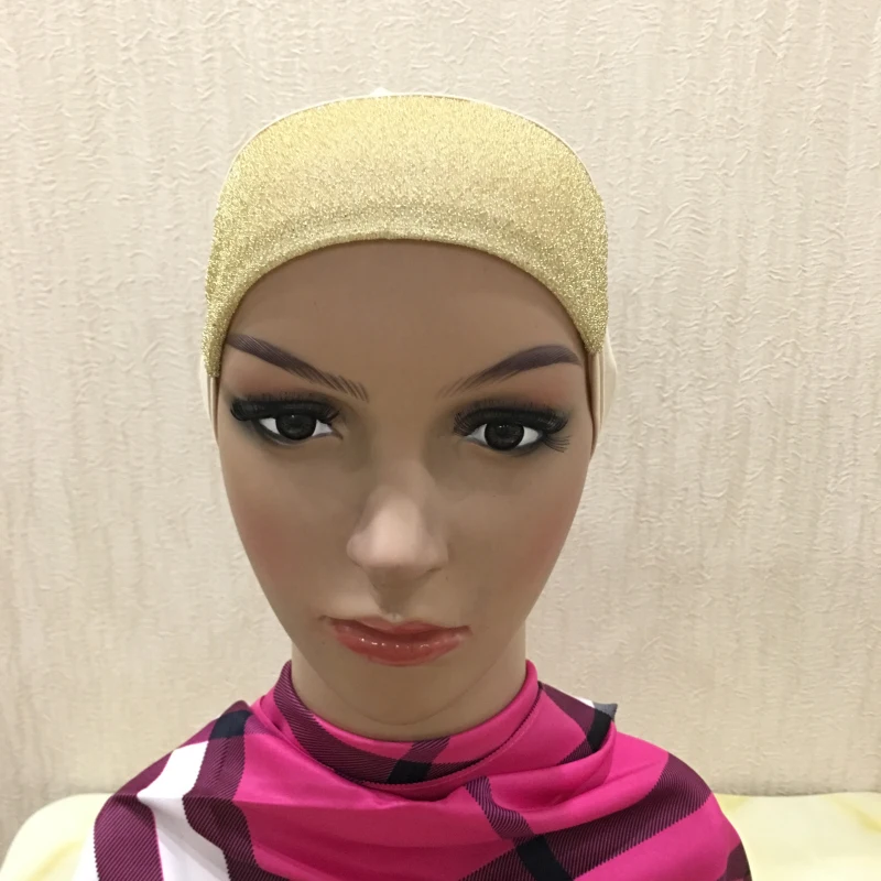 C003 Блестящий хиджаб с завязкой сзади мусульманская повязка на голову внутренние