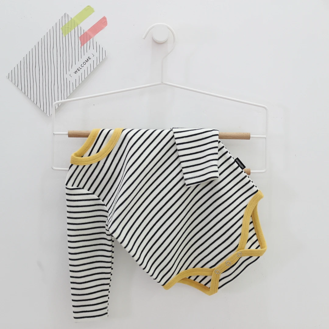 

Grade A Pure Cotton Baby Rompers Sleep and Play Autumn Spring Full Sleeve Jumpsuit Infant Striped Bottoming Kids Summer Clothes