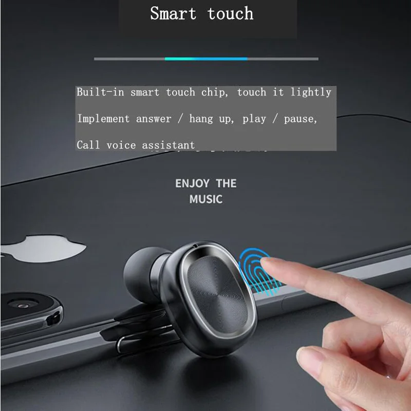 Smart touch wireless 5.0 binaural bluetooth headset sports sweatproof, power display digital display, long battery life